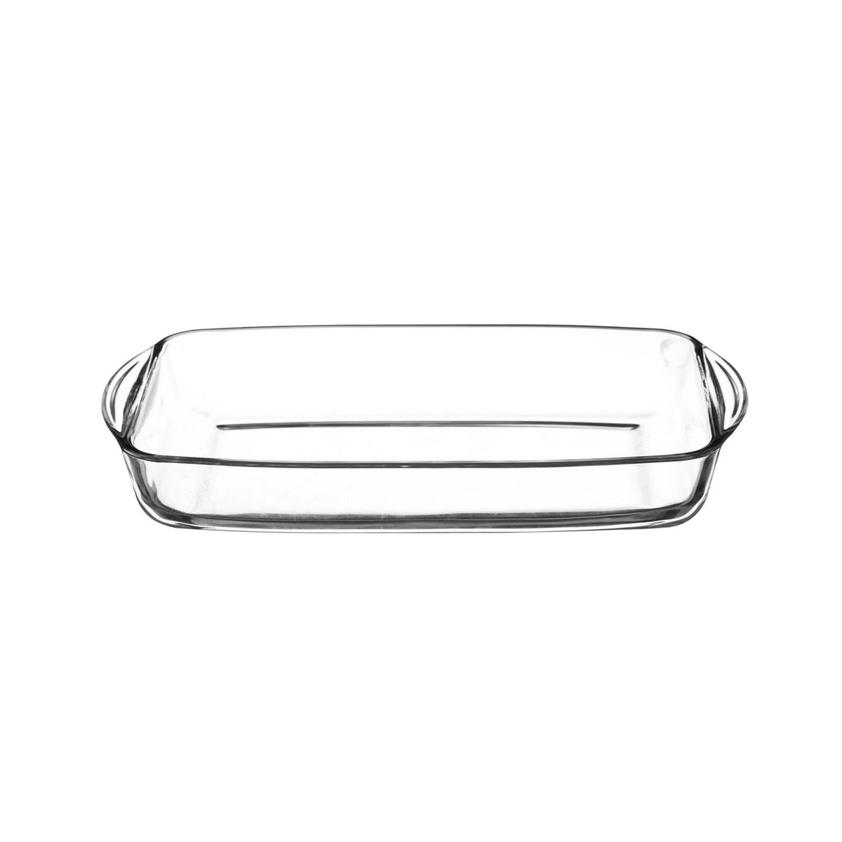 Rectangular baking dish from Mason Cash Classic series, clear glass ovenware for baking and roasting.
