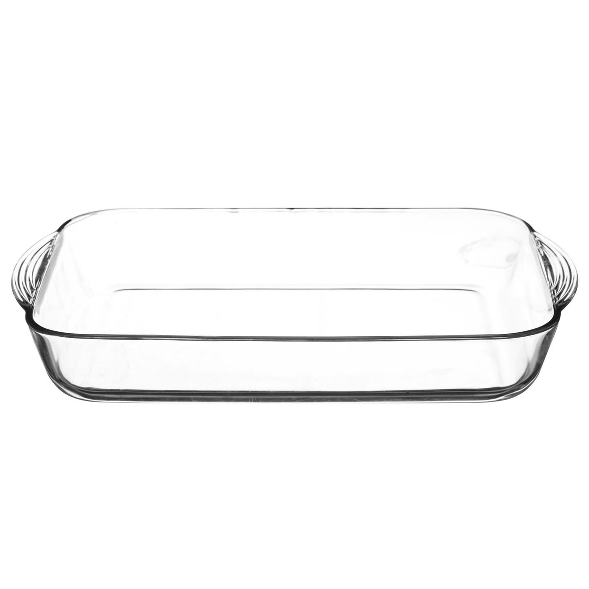 Rectangular Mason Cash Classic glass baking dish with clear sides, ideal for oven use and meal preparation.