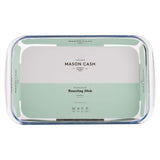 Rectangular Mason Cash Classic ceramic baking dish with clear glass finish, ideal for oven baking and serving.