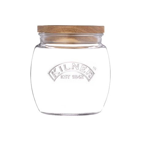 KILNER universal storage jar with glass lid, clear glass container for pantry storage and food preservation.
