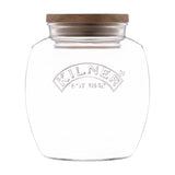 KILNER universal storage jar, clear glass container with a metal lid for pantry organization and food storage.