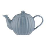 White P & K Luxe teapot with six cups, elegant design, perfect for serving tea in a sophisticated setting.