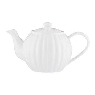 White P & K Kensington Luxe teapot with 6 cups, elegant ceramic teapot set for brewing tea in stylish home décor.