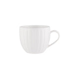 White P & K Luxe teapot with six matching cups, elegant porcelain tea set for serving tea in style.