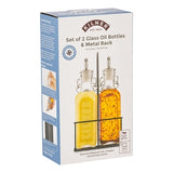 Clear Kilner oil and vinegar bottle with glass body and metal screw cap for kitchen storage.