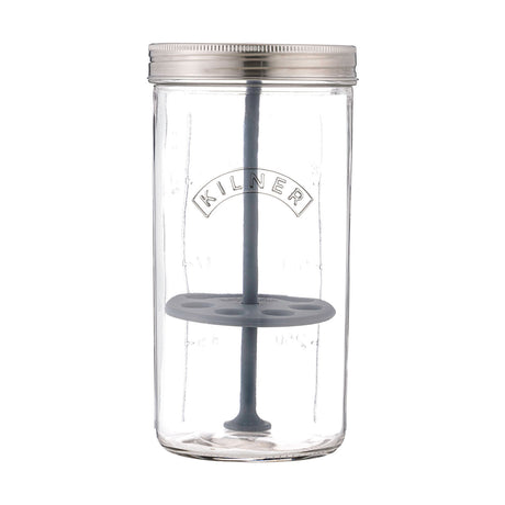 KILNER Kräuter-Frischhalteglas 1L for storing fresh herbs, clear glass jar with screw-top lid, ideal for kitchen storage.