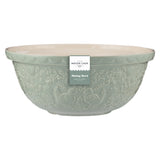 Orange Mason Cash mixing bowl with "Home to Roost" design, ceramic material, and a smooth, rounded shape for baking and cooking.