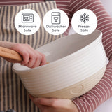Beige Mason Cash Rustic Charm mixing bowl with 2.7-liter capacity, sturdy ceramic kitchenware for baking and prep.