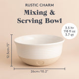 Mason Cash rustic charm beige mixing bowl, 2.7-liter size, ceramic with classic textured design for baking and cooking.