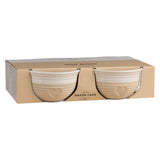 Set of four Mason Cash rustic beige bowls with a charming, traditional design for versatile kitchen use.