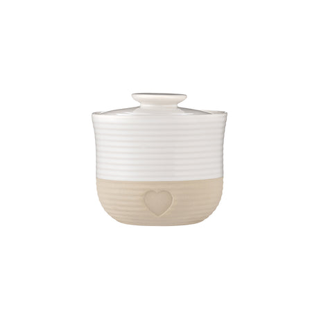 Mason Cash rustic charm beige storage jar with a lid, ideal for pantry organization and kitchen storage.