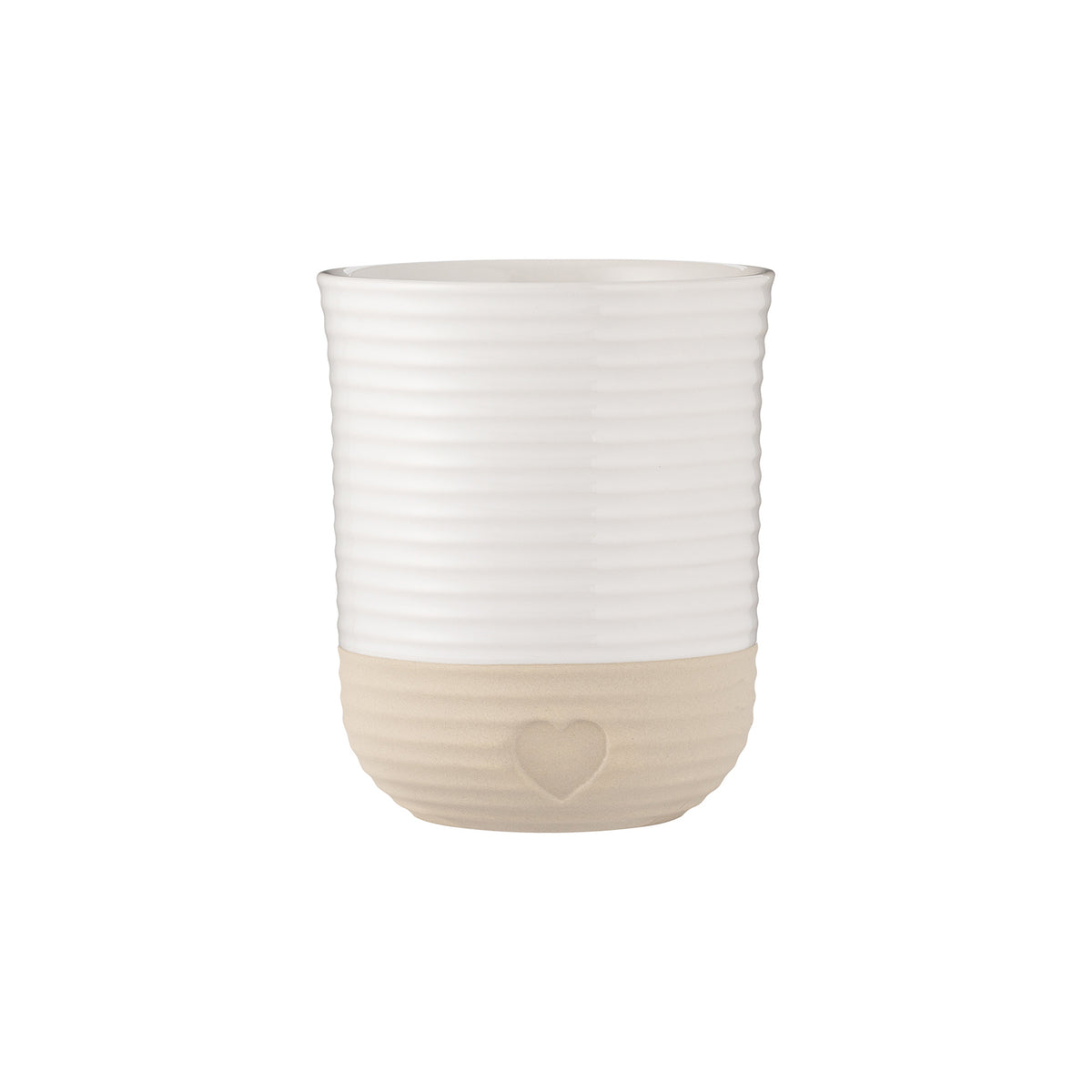 MASON CASH rustic charm beige utensil holder with a textured finish, ideal for organizing kitchen utensils.