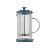French press coffee maker by P & K in Taubenblau color, 350 ml capacity, with glass body and stainless steel filter.
