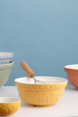 Orange Mason Cash mixing bowl with "Home to Roost" design, durable ceramic Rührschüssel for baking and cooking.
