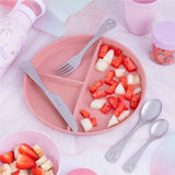 VINERS Kinderbesteck 3er-Set with stainless steel utensils for children, including fork, knife, and spoon, in a colorful design