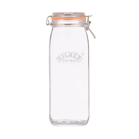 KILNER 2100 ml clear glass jar for preserving and canning, with a wide mouth for easy filling and sealing.