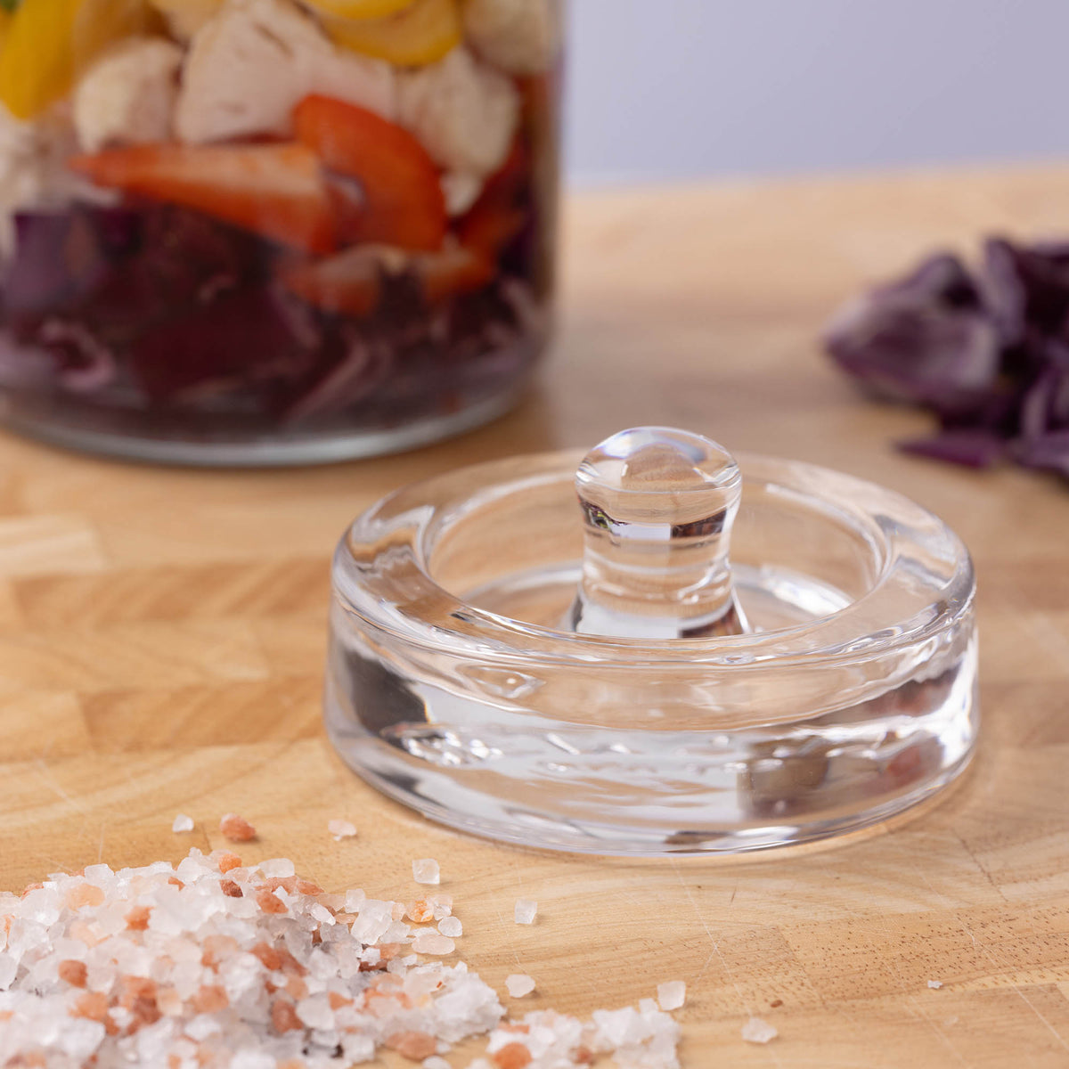 KILNER clear fermentation weights for preserving and fermenting jars, made of glass for keeping ingredients submerged.