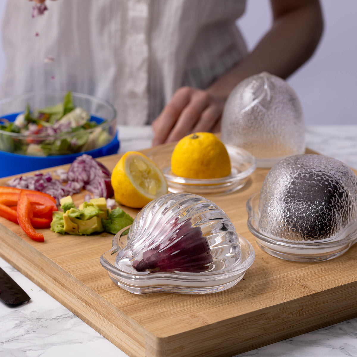 KILNER Avocado Keeper in clear, airtight food storage container for fresh avocados, with a secure lid and transparent design.