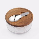 Clear 350 ml KILNER spice jar with metal lid, shown with spices inside, ideal for storing herbs and seasonings.