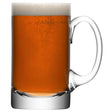 Clear LSA Bar Beer Tankard straight 750ml glass with handle, designed for enjoying beer in a stylish, classic style.