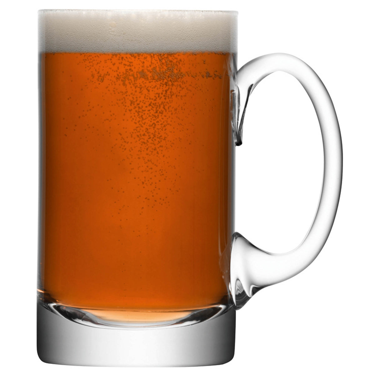 Clear LSA Bar Beer Tankard straight 750ml glass with handle, designed for enjoying beer in a stylish, classic style.