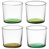 Set of four LSA Coro tumblers, 310ml leaf design, assorted patterns, transparent glass for beverages, elegant tableware.