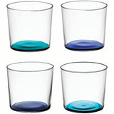 Set of four LSA CORO tumblers in lagoon color, 310ml, stylish glass drinkware for beverages.
