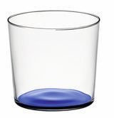 Set of four LSA CORO tumblers in lagoon glass, 310ml capacity, featuring vibrant color and elegant design.
