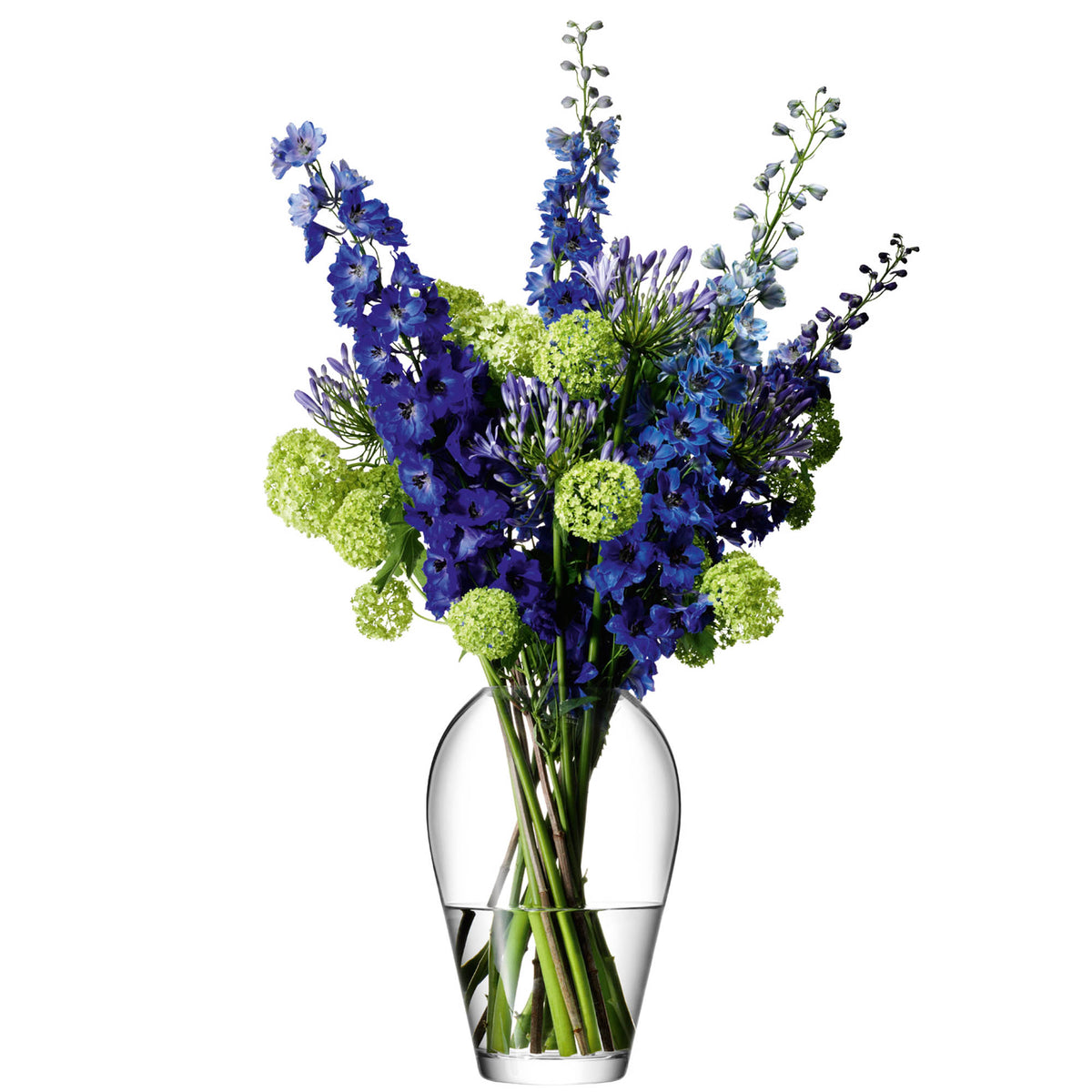 Clear LSA Flower Grand Bouquet Vase, 35cm tall, with elegant curved design and transparent glass finish.