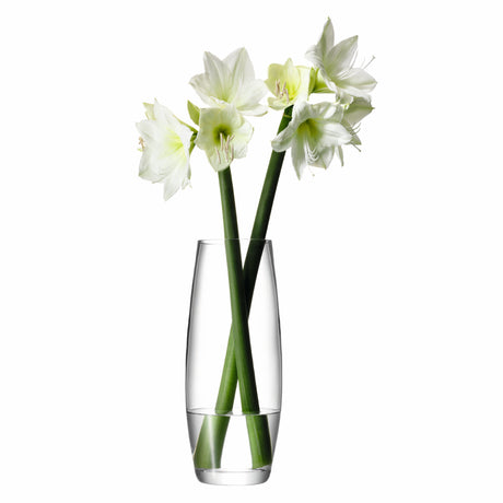 Clear flower grand stem vase by LSA, 41cm tall with a sleek, modern design, perfect for displaying floral arrangements.