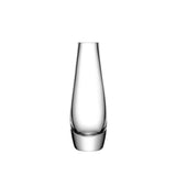 Clear glass LSA Flower single stem vase, 17cm tall with smooth, rounded design for floral arrangements.