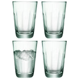 Set of four LSA Mia highball glasses, 350ml recycled glass with optic design, ideal for long drinks and casual gatherings.