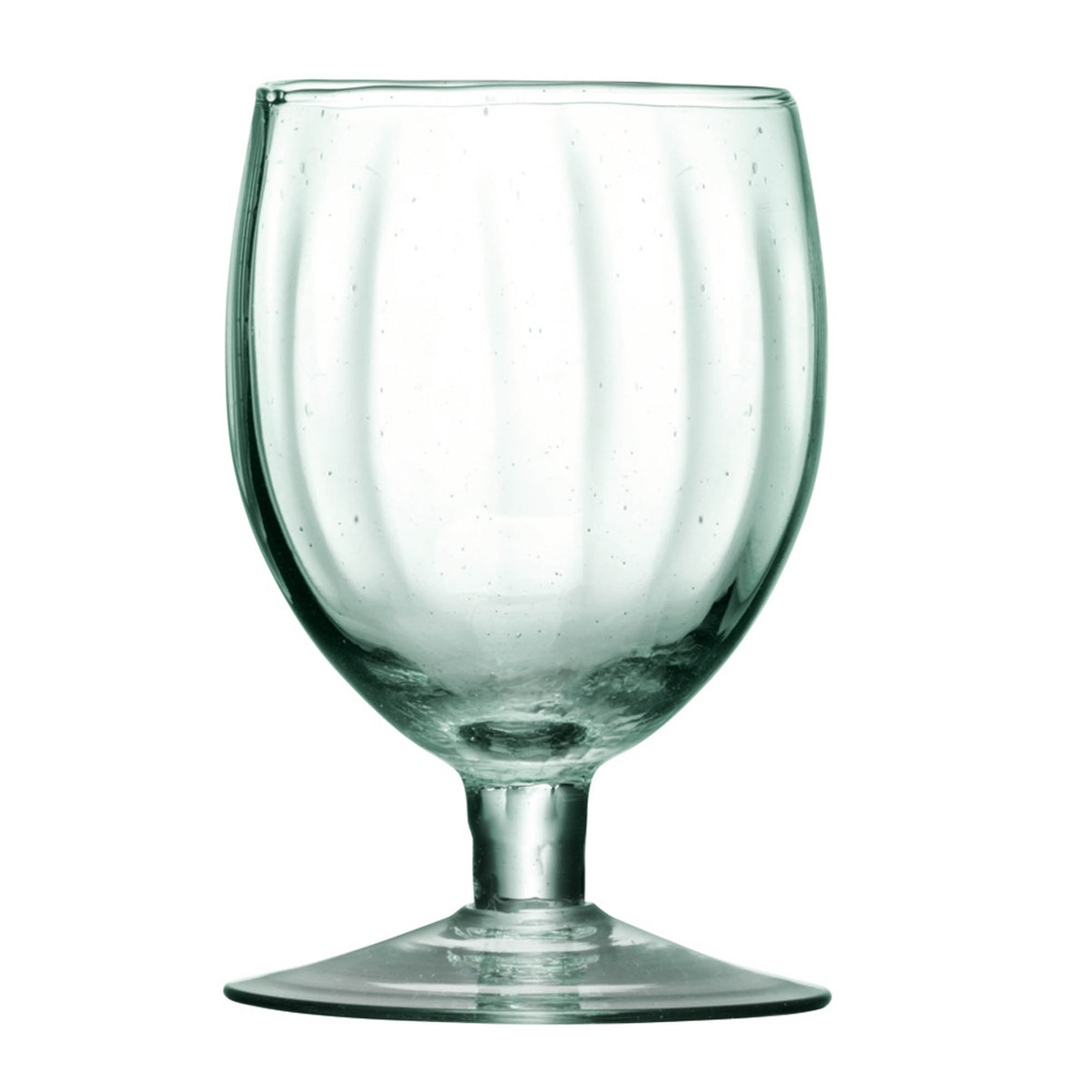Set of four LSA Mia wine glasses, 350ml recycled glass with optic design, perfect for elegant wine serving.
