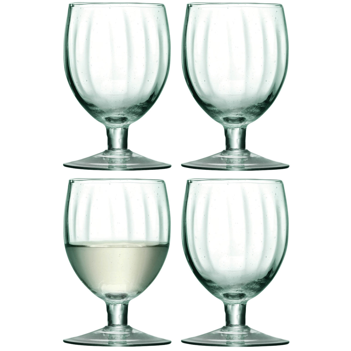 Set of four LSA Mia wine glasses, 350ml recycled glass with optically clear design, perfect for enjoying wine in style.