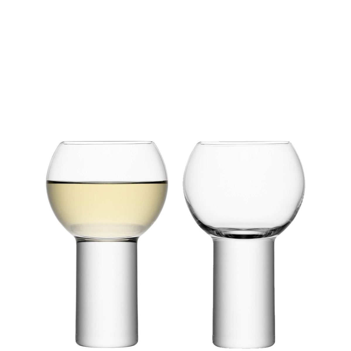 Pair of clear LSA Boris wine goblets, 360ml capacity, elegant glassware for red and white wines, set of two.