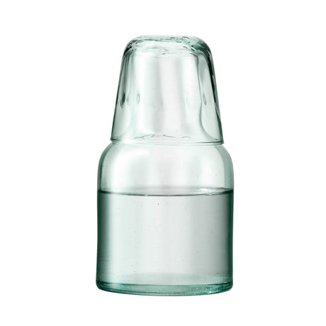 LSA Mia carafe and tumbler set, 950ml recycled glass with optic design, elegant karaffe for serving beverages.