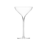 Two clear LSA Savoy champagne saucers with 250ml capacity, elegant and modern glassware for celebrating special occasions.