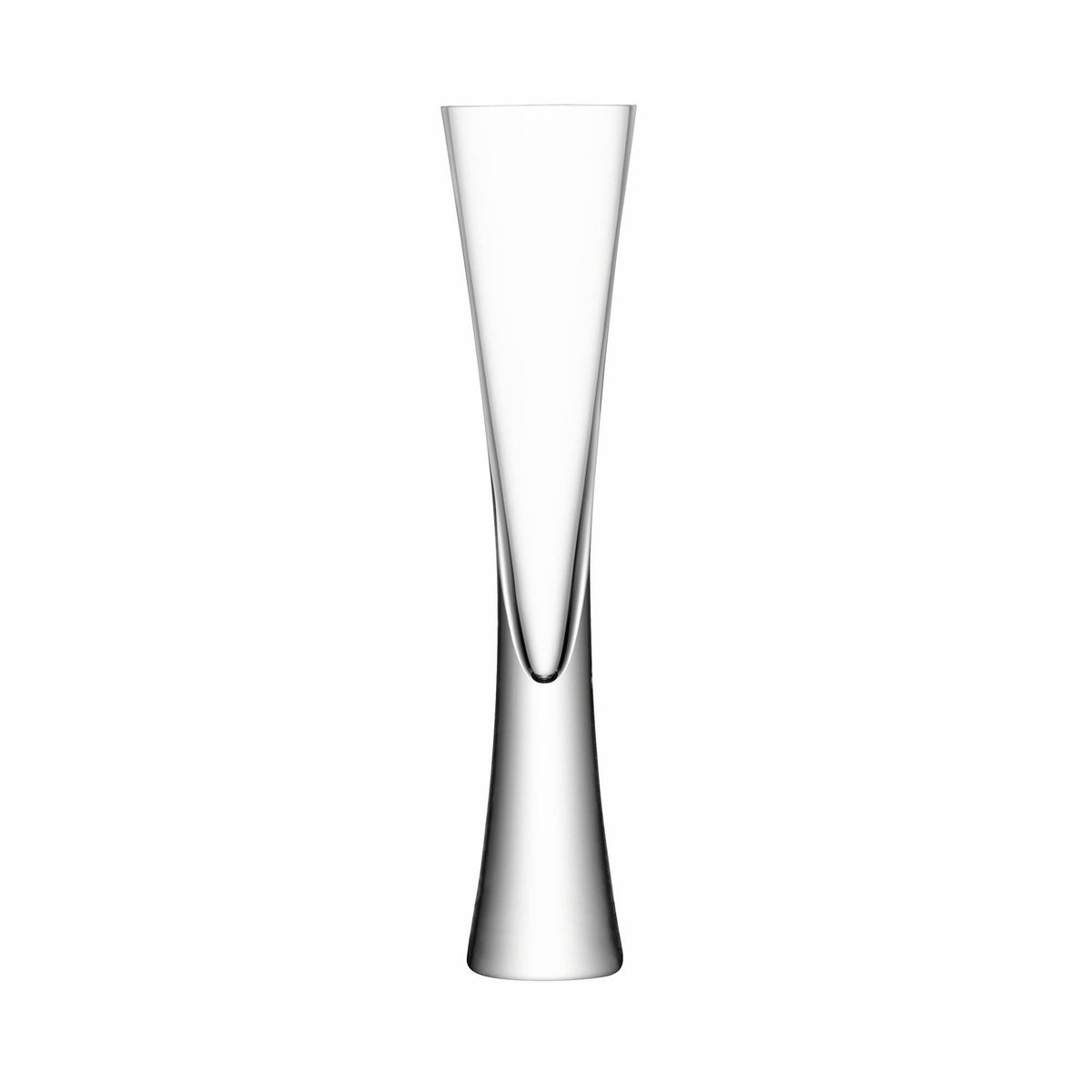 Pair of clear LSA Moya champagne flutes, 170ml capacity, with elegant design, perfect for serving sparkling wine.