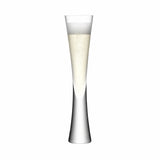 Pair of LSA Moya champagne flutes in clear glass, 170ml capacity, elegant stemware for celebrating special occasions.