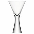 Pair of clear LSA Moya wine glasses with 395ml capacity, elegant stemware for wine serving, shown from the front.