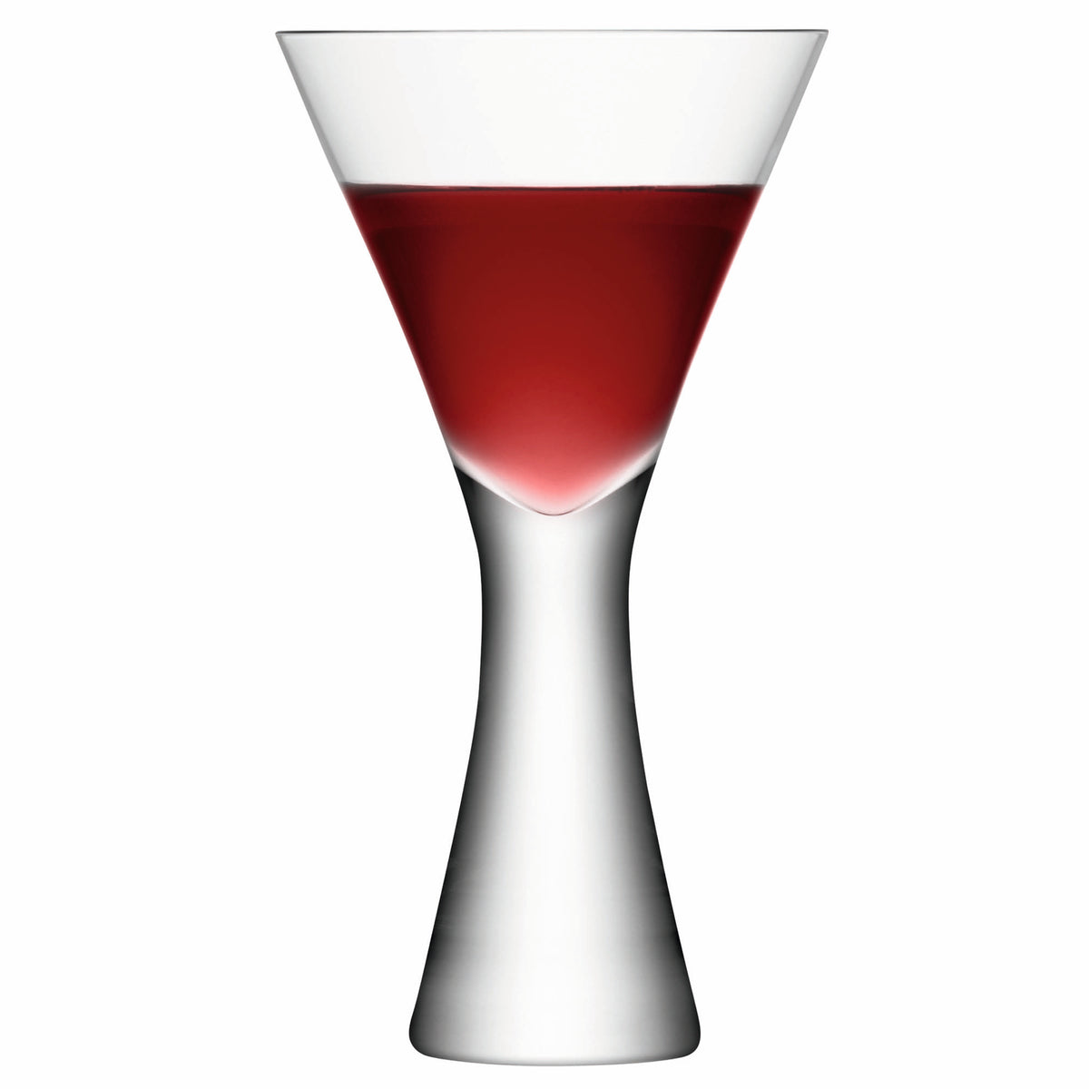 Two clear LSA Moya wine glasses, 395ml each, featuring elegant design and transparent glass for serving wine.