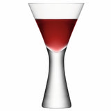 Two clear LSA Moya wine glasses, 395ml each, featuring elegant design and transparent glass for serving wine.