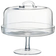 Clear LSA serve cakestand with dome, 26.5cm and 25cm diameter, featuring a sleek, transparent design for displaying baked goods.