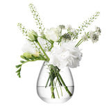 Clear LSA Flower Mini Table Vase with H9.5cm height, showcasing a sleek, modern design perfect for floral arrangements.
