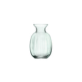 Set of three LSA Mia Mini Vases in recycled glass with optic design, each approximately 11cm tall, perfect for small floral arrangements.