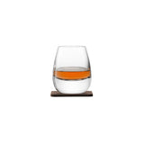 LSA Whisky Islay Tumbler 250ml clear glass with walnut coaster, ideal for long drinks, stylish and durable for whisky serving.
