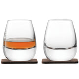LSA Whisky Islay Tumbler 250ml clear glass with walnut coaster, perfect for long drinks, stylish and durable.