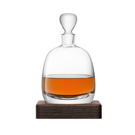 LSA Whisky Islay decanter 1L with clear glass body and walnut wood base for elegant whisky storage and display.