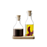 LSA Essig & Öl-Set SERVE with clear glass bottles, 15cm tall, for oils and vinegars, featuring sleek and minimalist design.