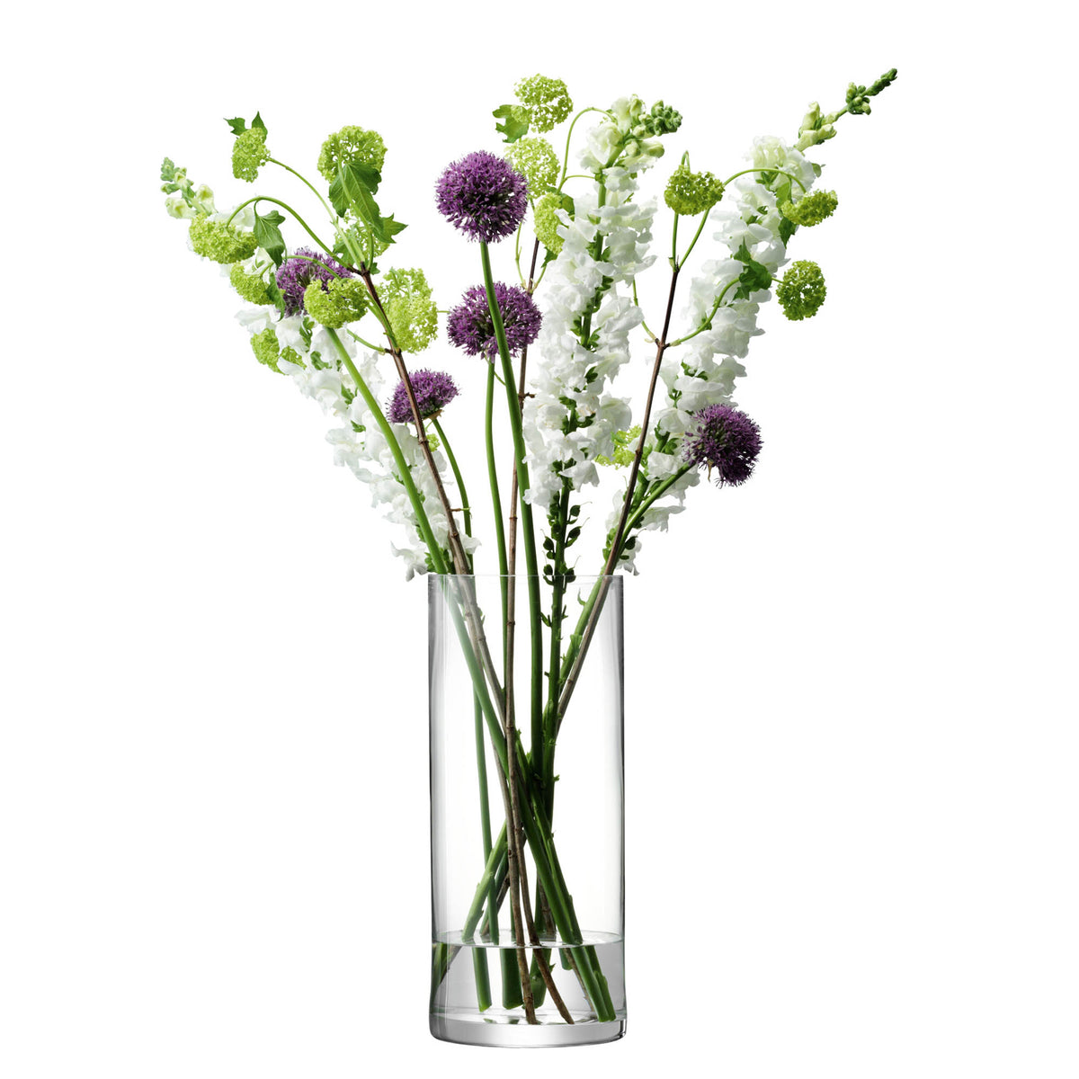 Clear LSA column vase measuring 42cm tall and 18cm wide, with a sleek cylindrical design and transparent glass finish.